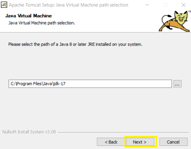 Apache Tomcat - Java Virtual Machine selection